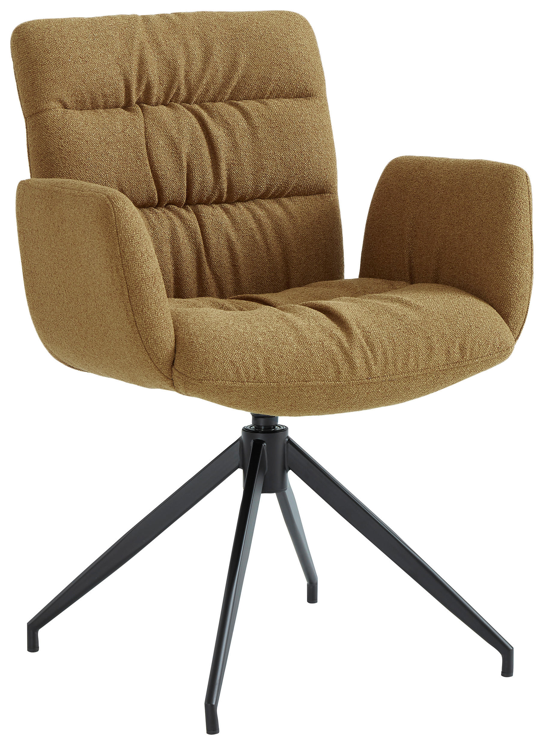 ARMLEHNSTUHL  Sitzfläche 360° drehbar Leinenoptik  Schwarz, Karamell  - Karamell/Schwarz, Design, Textil/Metall (62/86/65cm) - Dieter Knoll