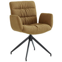 ARMLEHNSTUHL  Sitzfläche 360° drehbar Leinenoptik  Schwarz, Karamell  - Karamell/Schwarz, Design, Textil/Metall (62/86/65cm) - Dieter Knoll