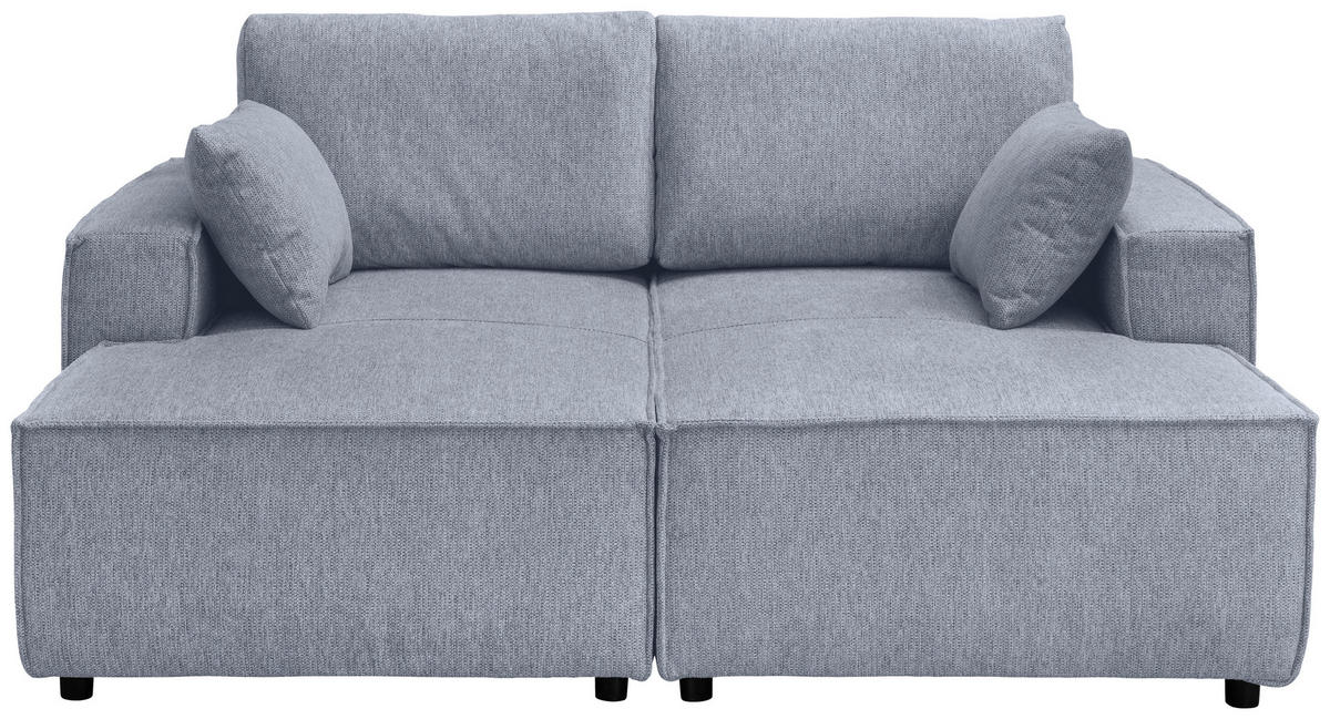 BIGSOFA in Chenille Hellblau  - Schwarz/Hellblau, Modern, Kunststoff/Textil (188/86/154cm) - Livetastic