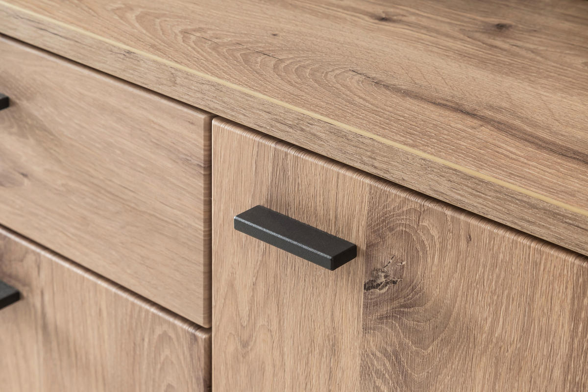 SIDEBOARD 149/78/44 cm  in Eichefarben  - Eichefarben/Anthrazit, Design, Holzwerkstoff/Metall (149/78/44cm) - MID.YOU