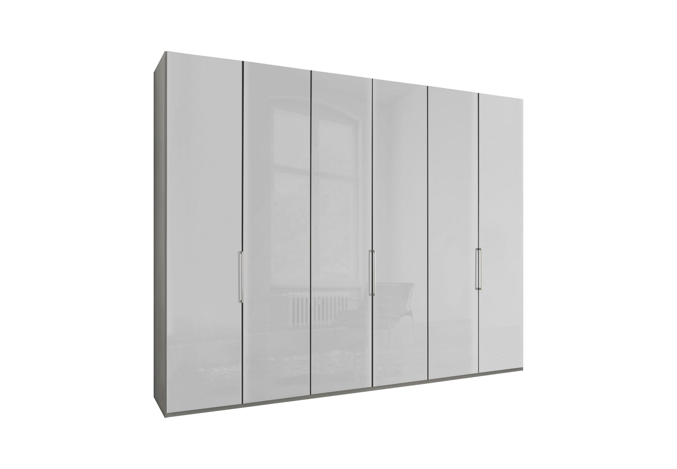 FALTTÜRENSCHRANK 300/216/58 cm 6-türig Grau, Weiß  - Chromfarben/Weiß, KONVENTIONELL, Glas/Holzwerkstoff (300/216/58cm) - Dieter Knoll