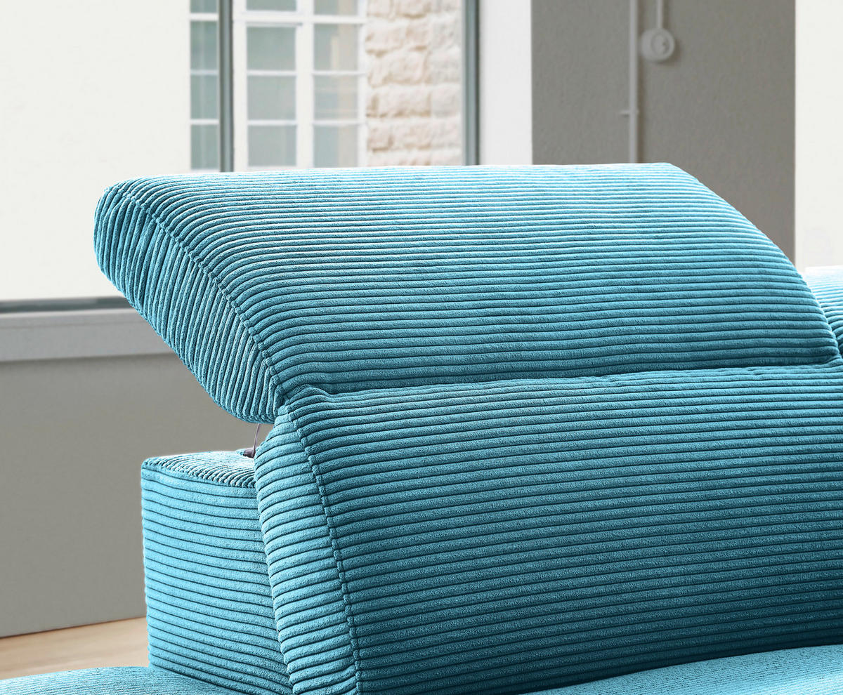 ECKSOFA in Cord Petrol  - Petrol/Schwarz, Design, Textil (223/290cm) - Pure Home Lifestyle
