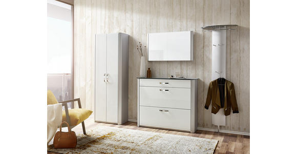 GARDEROBENSCHRANK 66/187/37,5 cm - Chromfarben/Alufarben, Design, Glas/Holzwerkstoff (66/187/37,5cm) - Moderano