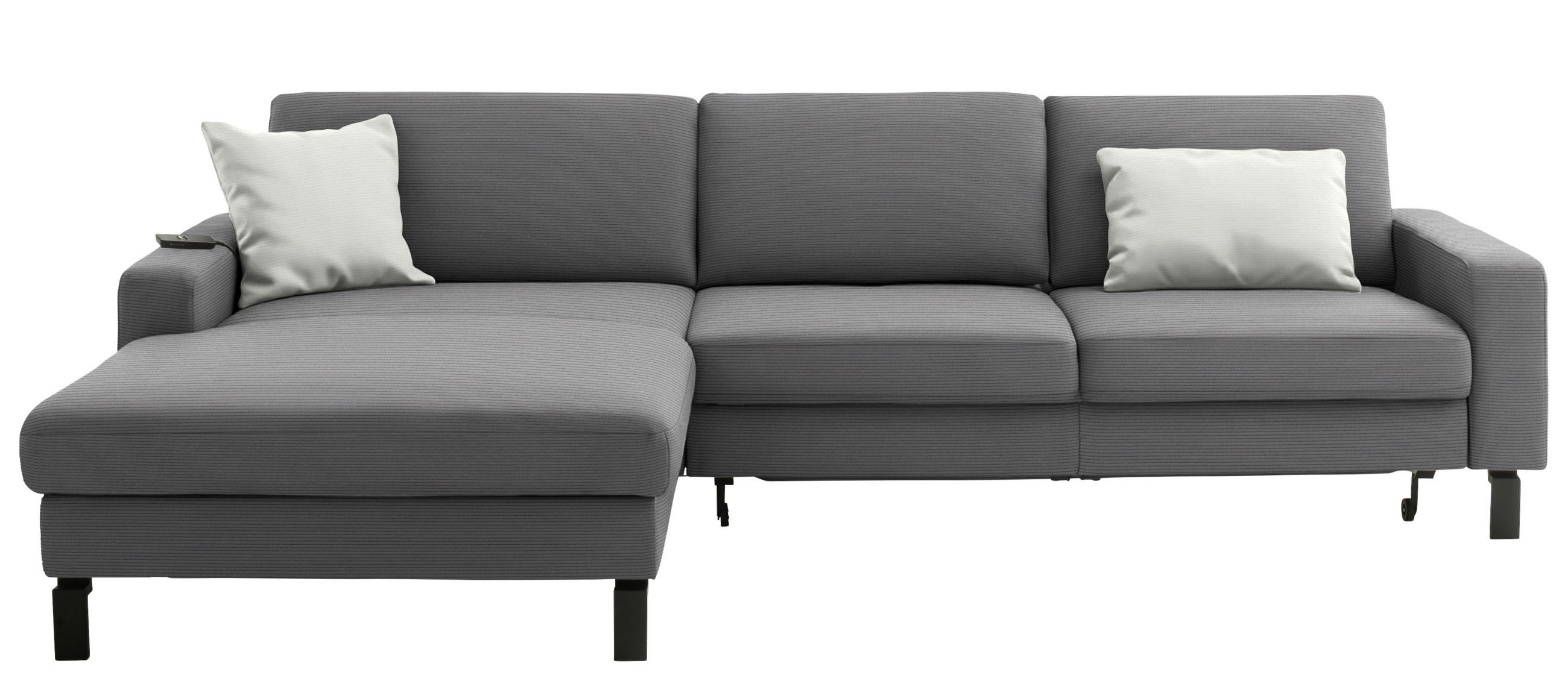 ECKSOFA Cord Grau  - Schwarz/Grau, Design, Textil/Metall (185/298cm) - Pure Home Lifestyle
