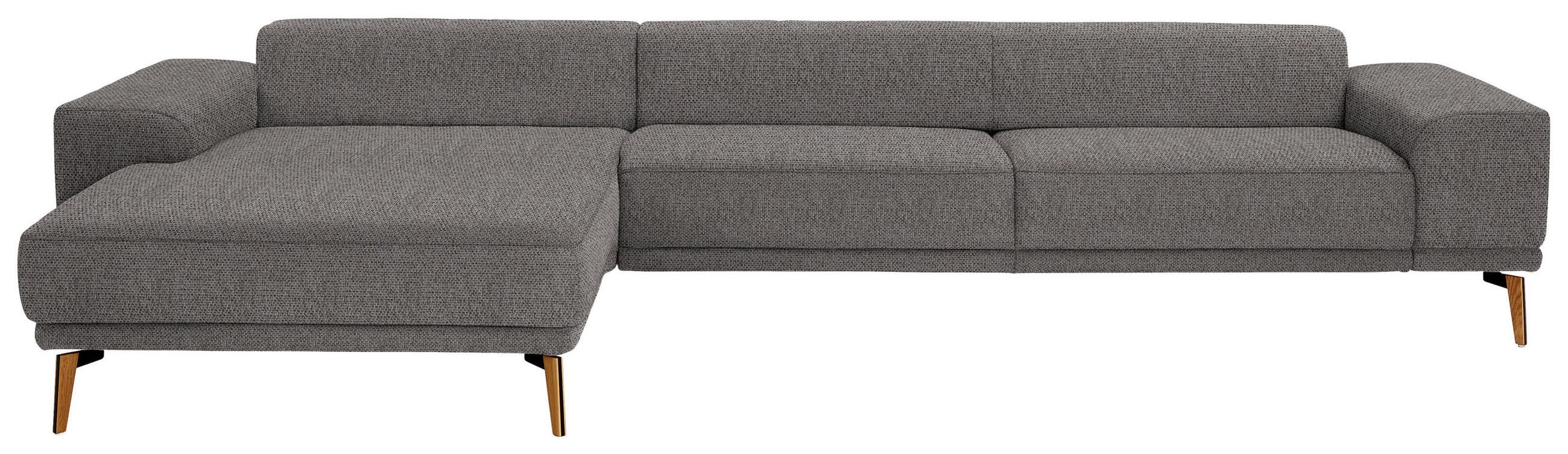 ECKSOFA in Flachgewebe Dunkelbraun  - Wildeiche/Dunkelbraun, Design, Holz/Textil (193/334cm) - Niels Andersson