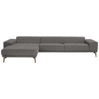 ECKSOFA in Flachgewebe Dunkelbraun  - Wildeiche/Dunkelbraun, Design, Holz/Textil (193/334cm) - Niels Andersson