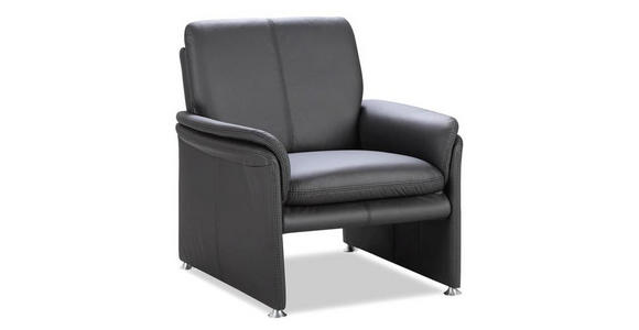 SESSEL Echtleder Schwarz - Silberfarben/Schwarz, KONVENTIONELL, Leder/Metall (85/88/87cm) - Cantus