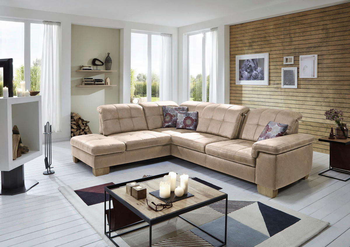 ECKSOFA in Mikrofaser Beige  - Beige, Konventionell, Holz/Textil (243/299cm) - Carryhome