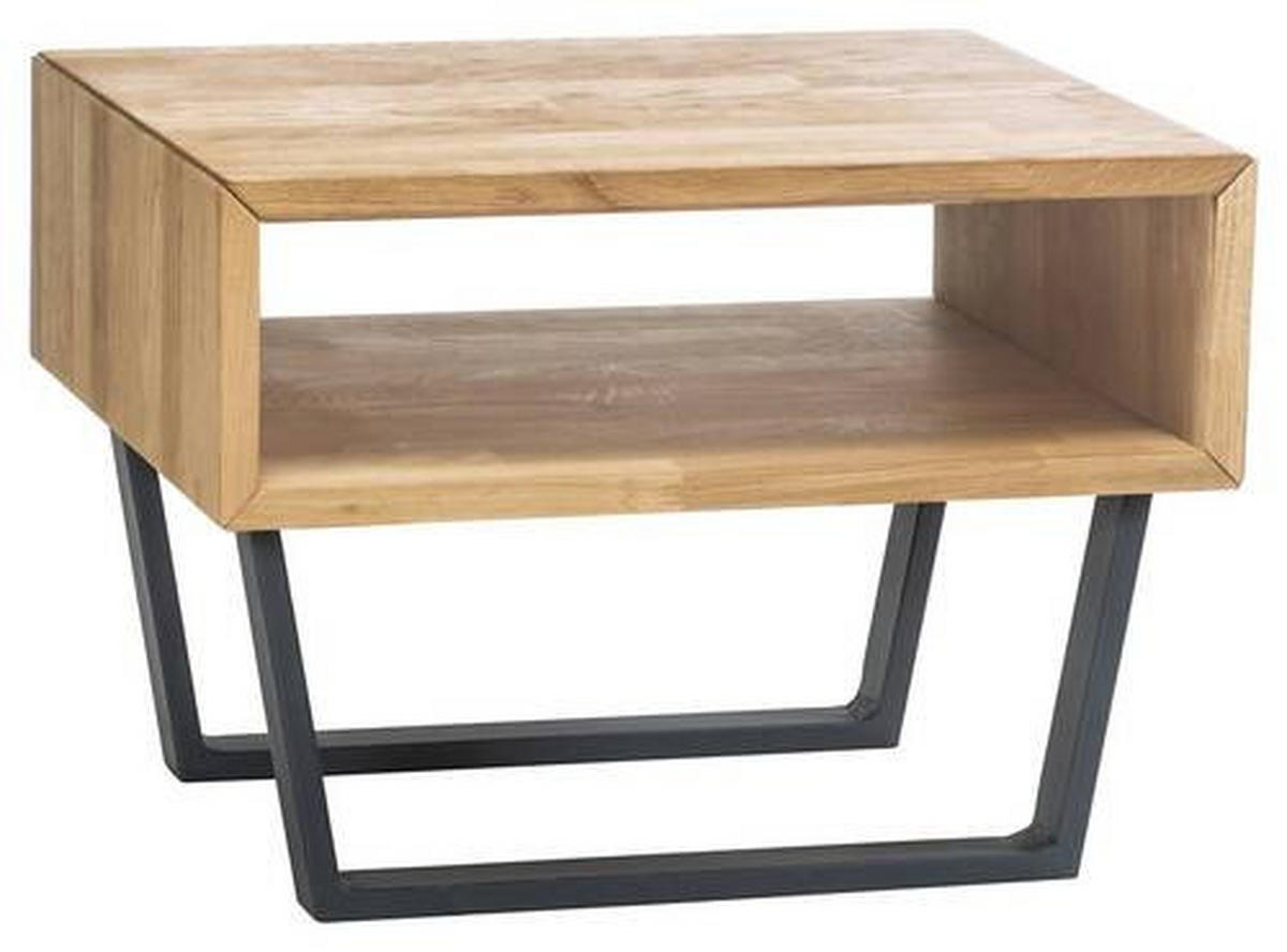 NACHTSCHRANK 50/41/36 cm Eiche massiv  - Eiche Bianco/Anthrazit, Natur, Holz/Metall (50/41/36cm) - Hasena