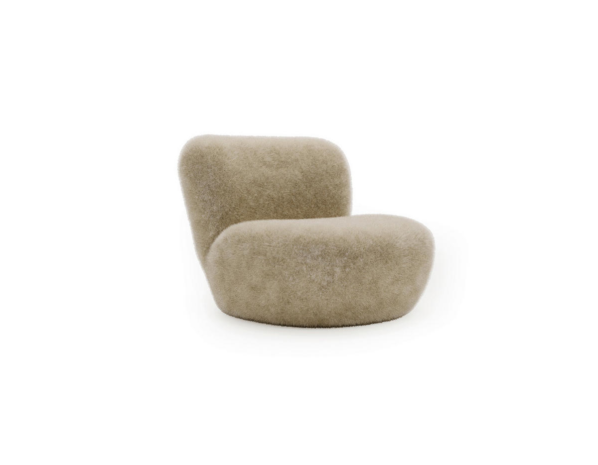 SESSEL Teddystoff Beige  - Beige/Schwarz, Design, Holz/Textil (76/70/70cm) - Livetastic