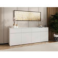 SIDEBOARD  220/80/40 cm 4 Schublade(n)  - Silberfarben/Weiß, Design, Holzwerkstoff/Kunststoff (220/80/40cm) - Xora