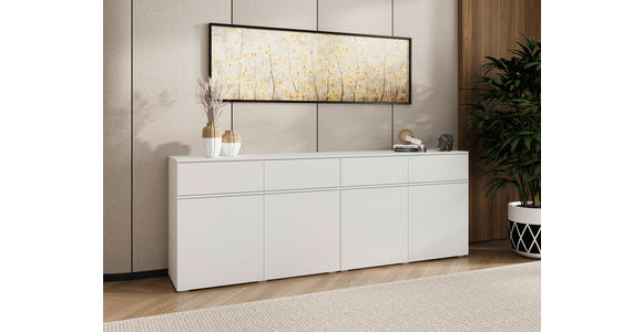 SIDEBOARD  220/80/40 cm 4 Schublade(n)  - Silberfarben/Weiß, Design, Holzwerkstoff/Kunststoff (220/80/40cm) - Xora