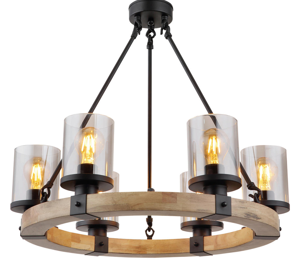 HÄNGELEUCHTE Lila 59/98 cm   - Dunkelbraun/Schwarz, Natur, Glas/Holz (59/98cm) - Globo