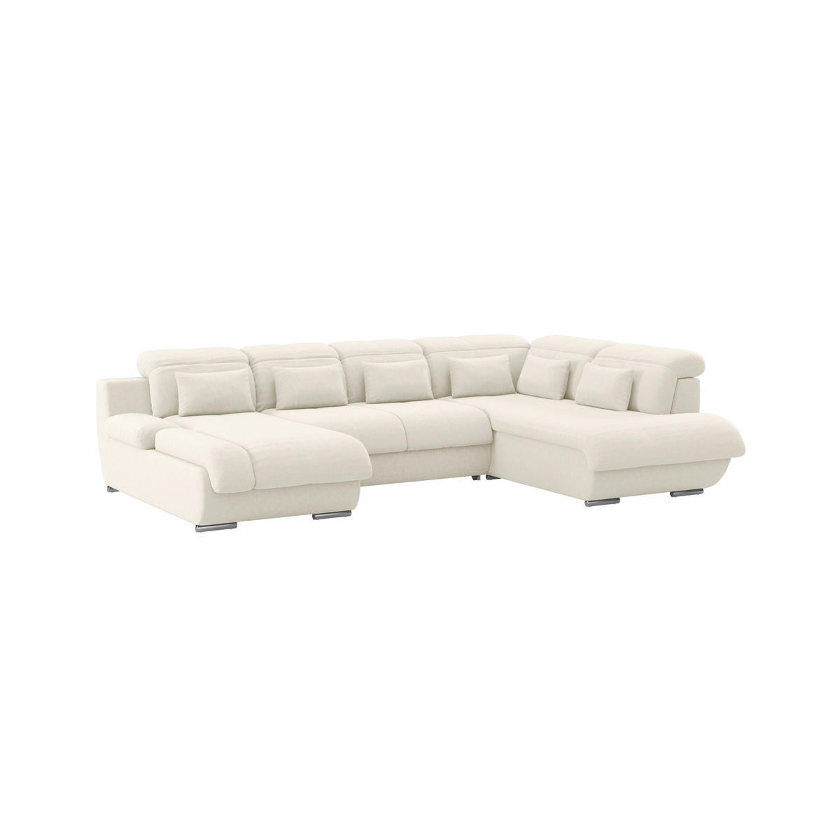 WOHNLANDSCHAFT MULTI Elfenbein Chenille  - Chromfarben/Elfenbein, MODERN, Textil/Metall (184/345/228cm) - Livetastic