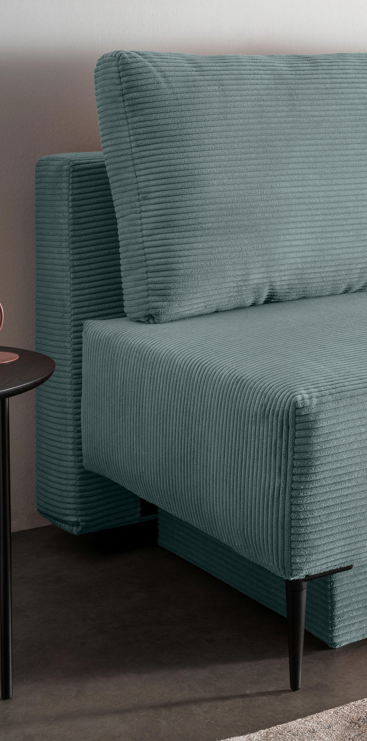 SCHLAFSOFA in Cord Hellblau  - Schwarz/Hellblau, Modern, Textil/Metall (198/90/100cm) - Livetastic