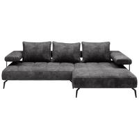 ECKSOFA  in Webstoff Dunkelgrau  266/180 cm  - Dunkelgrau/Schwarz, Design, Textil/Metall (266/180cm) - Welnova