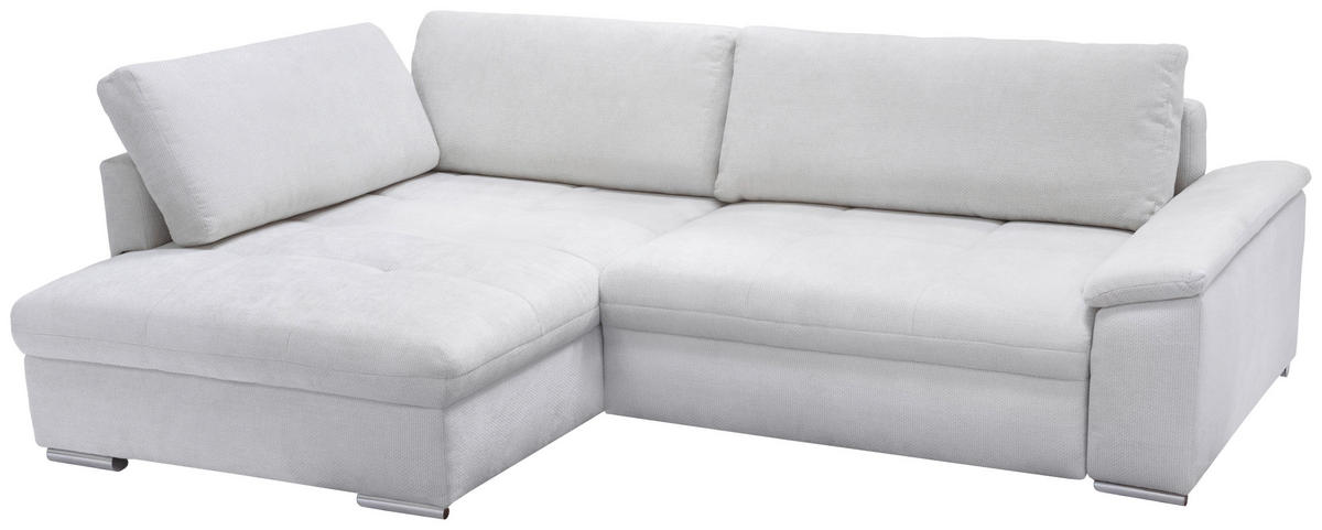 ECKSOFA in Struktur, Chenille Weiss  - Weiss/Silberfarben, Design, Textil/Metall (178/268cm) - Livetastic