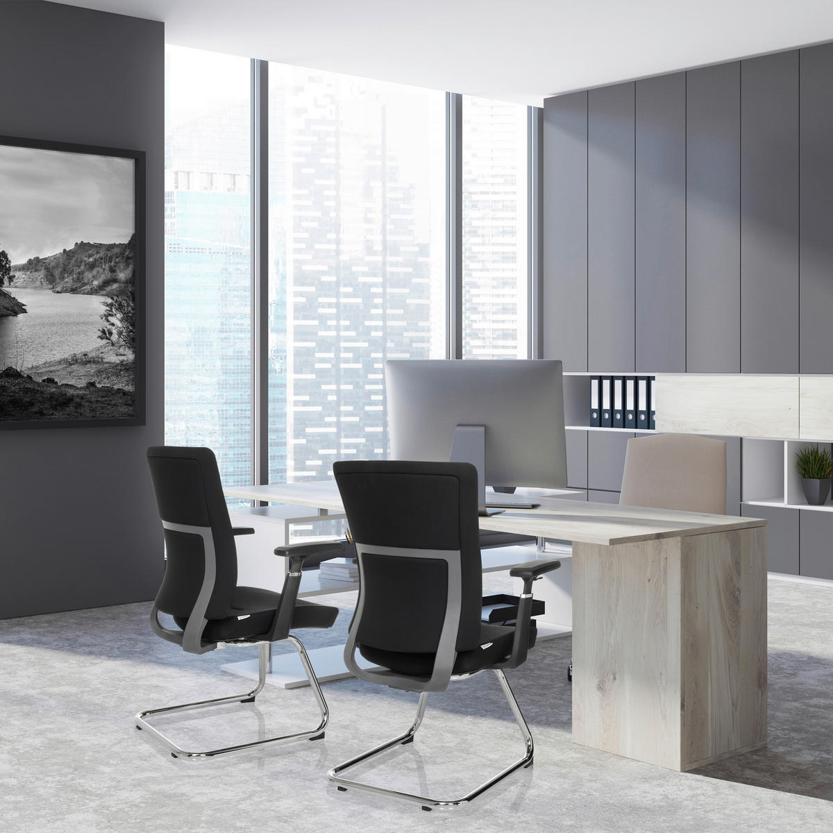 KONFERENČNÍ ŽIDLE - černá/barvy stříbra, Moderní, kov/textil (67cm) - MID.YOU