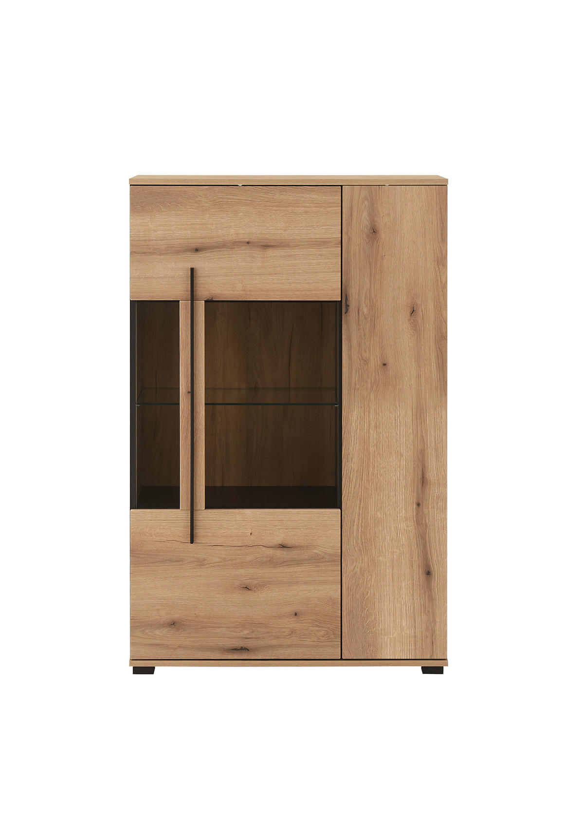 VITRINE  in Eichefarben  - Eichefarben/Schwarz, Design, Glas/Holzwerkstoff (90/140/37cm) - Livetastic