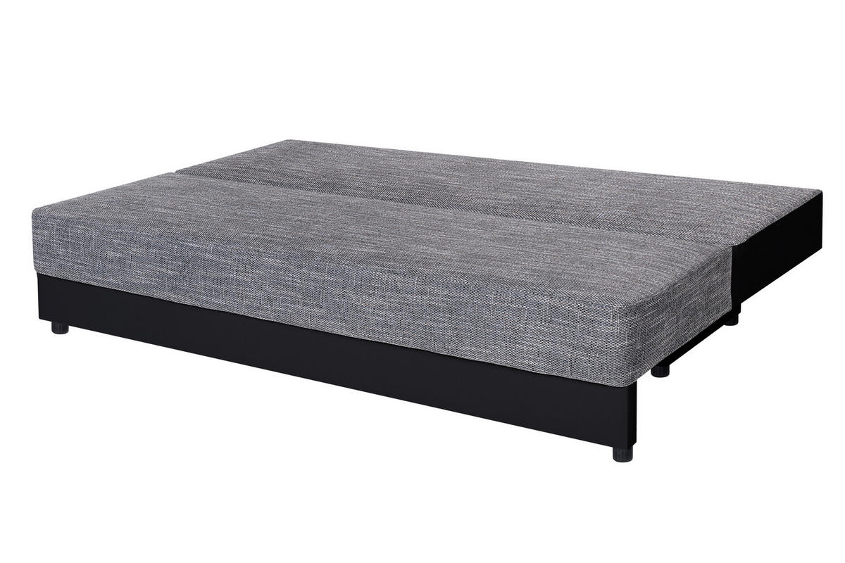 SCHLAFSOFA  mit Schlafen auf Sitzhöhe Lederlook, Webstoff Grau, Schwarz  - Schwarz/Grau, Design, Kunststoff/Textil (200/90/103cm) - P & B