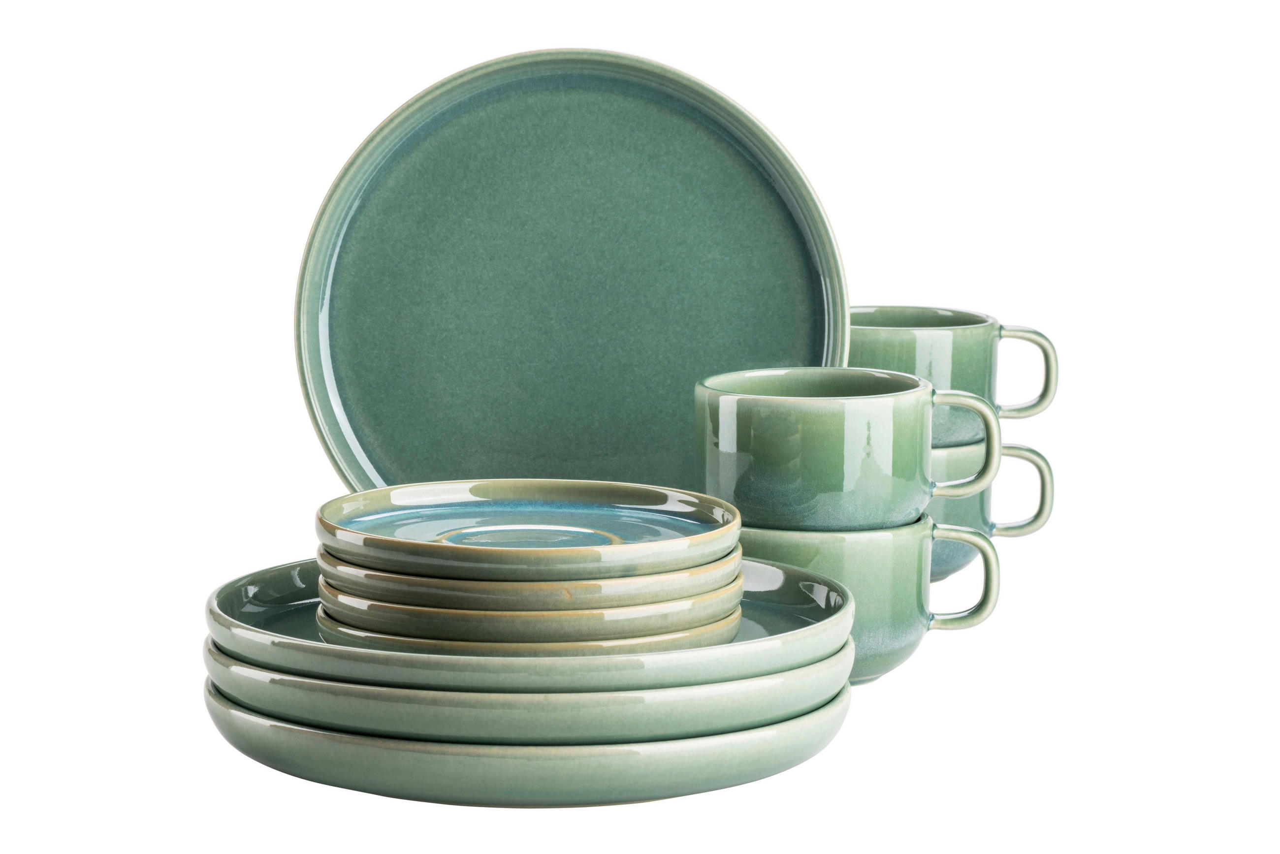 KAFFEESERVICE 12-teilig  - Grün, Basics, Keramik - Mäser