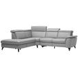 ECKSOFA in Echtleder Grau  - Schwarz/Grau, Design, Leder/Metall (239/289cm) - Cantus