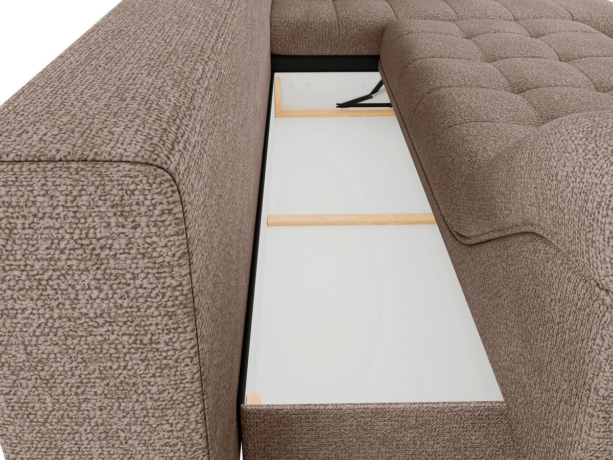 ECKSOFA Braun Struktur, Bouclé  - Schwarz/Braun, Design, Textil (177/276cm) - MID.YOU