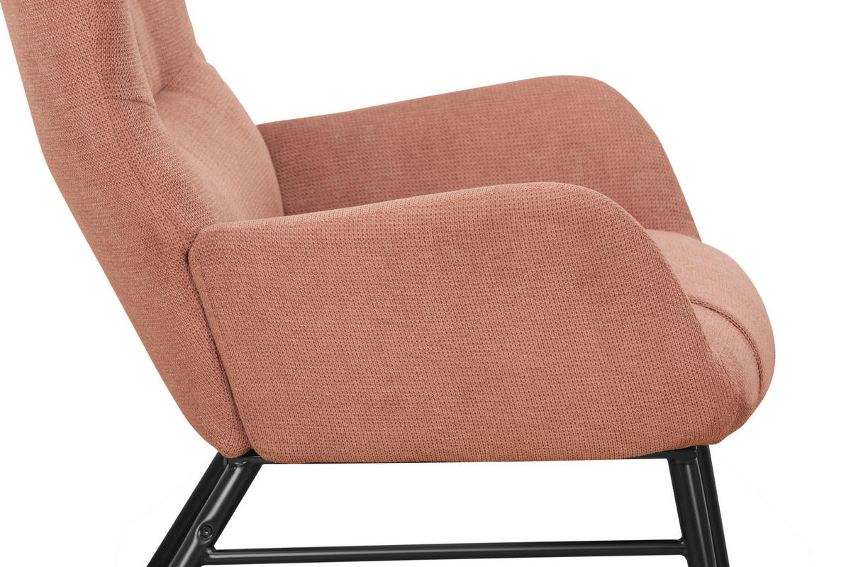 RELAXSESSELSET Samt    - Schwarz/Altrosa, Design, Textil/Metall (84/73/100cm) - Livetastic