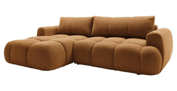 ECKSOFA Dunkelgelb Struktur Rückenkissen, Bettkasten, Schlaffunktion, Rücken echt, Liegefläche im Originalstoff  - Dunkelgelb/Schwarz, KONVENTIONELL, Kunststoff/Textil (172/272cm) - Carryhome