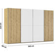 SCHWEBETÜRENSCHRANK 360/223/68 cm 4-türig Weiß, Eichefarben, Chromfarben  - Chromfarben/Eichefarben, Design, Glas/Holz (360/223/68cm) - Novel