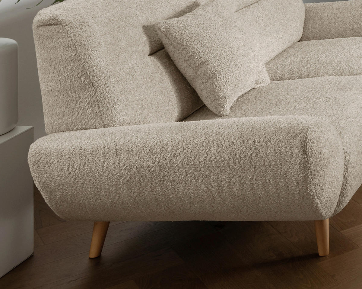 2-SITZER-SOFA in Bouclé Beige  - Wildeiche/Beige, KONVENTIONELL, Holz/Textil (173/81/90cm) - MID.YOU