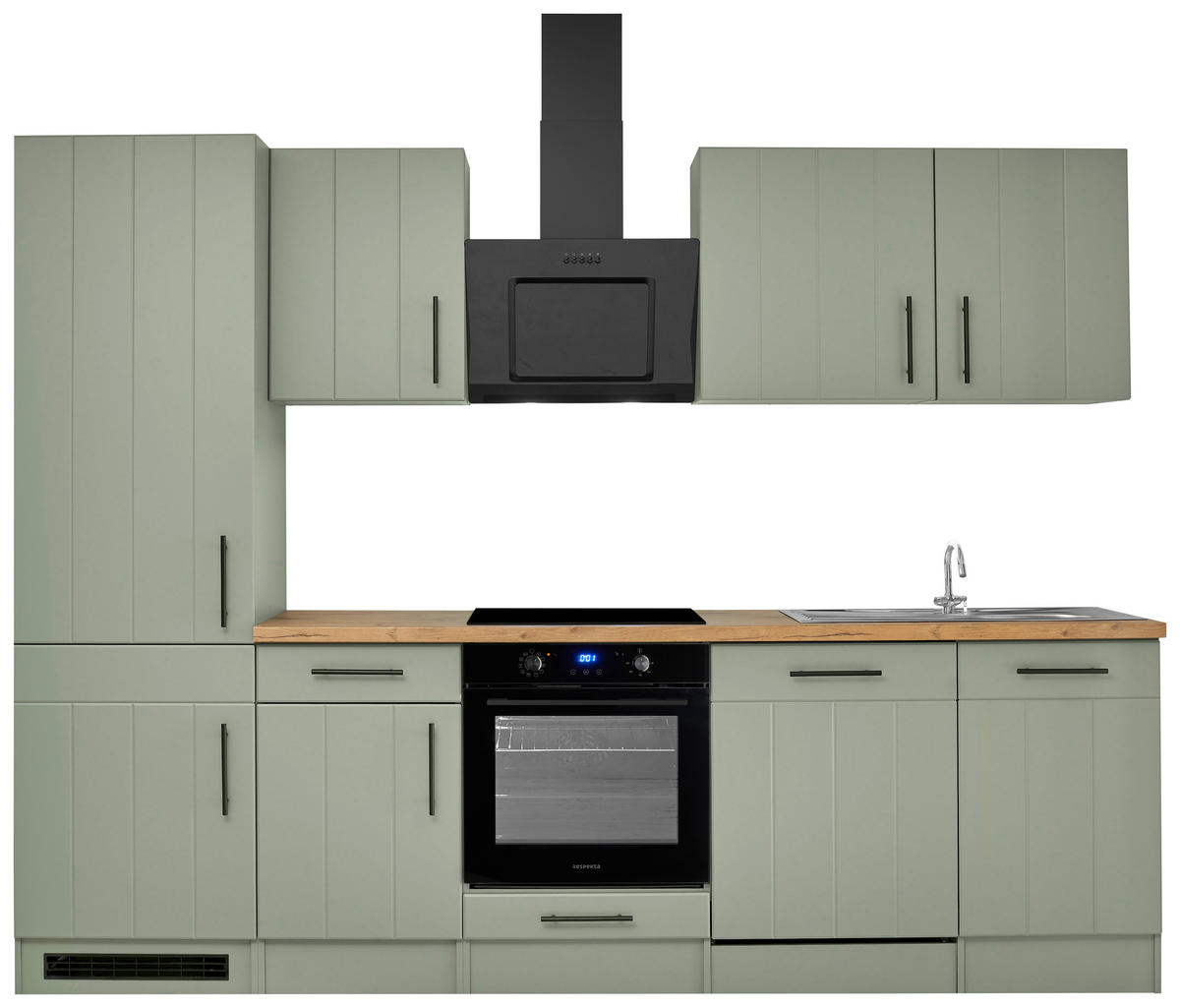 KÜCHENBLOCK 280 cm   in Wildeiche, Schilfgrün  - Schilfgrün/Wildeiche, Trend, Holzwerkstoff/Metall (280cm) - Respekta
