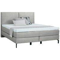BOXSPRINGBETT 180/200 cm  in Hellgrau  - Hellgrau/Schwarz, KONVENTIONELL, Textil/Metall (180/200cm) - Dieter Knoll