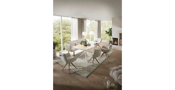ESSTISCH      - Eiche Bianco/Creme, Design, Holz/Metall (200/100/76cm) - Valnatura