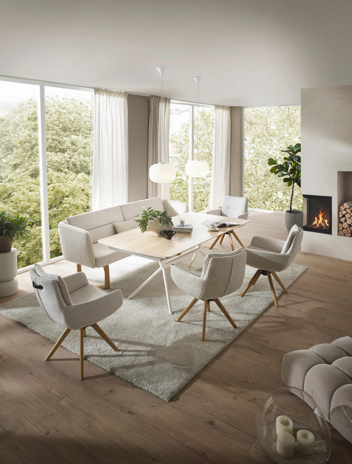 ESSTISCH      - Eiche Bianco/Creme, Design, Holz/Metall (200/100/76cm) - Valnatura