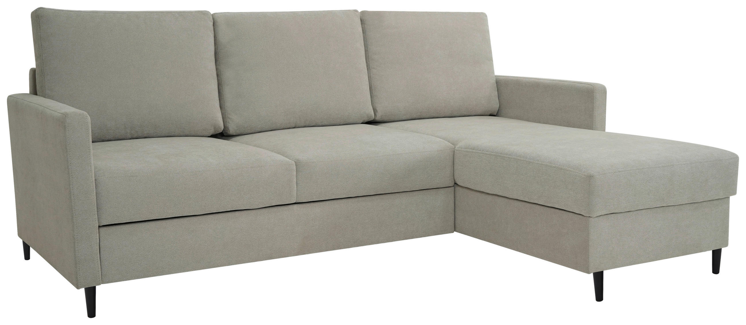 ECKSOFA Beige Chenille  - Beige/Schwarz, KONVENTIONELL, Holz/Textil (159/221cm) - Carryhome