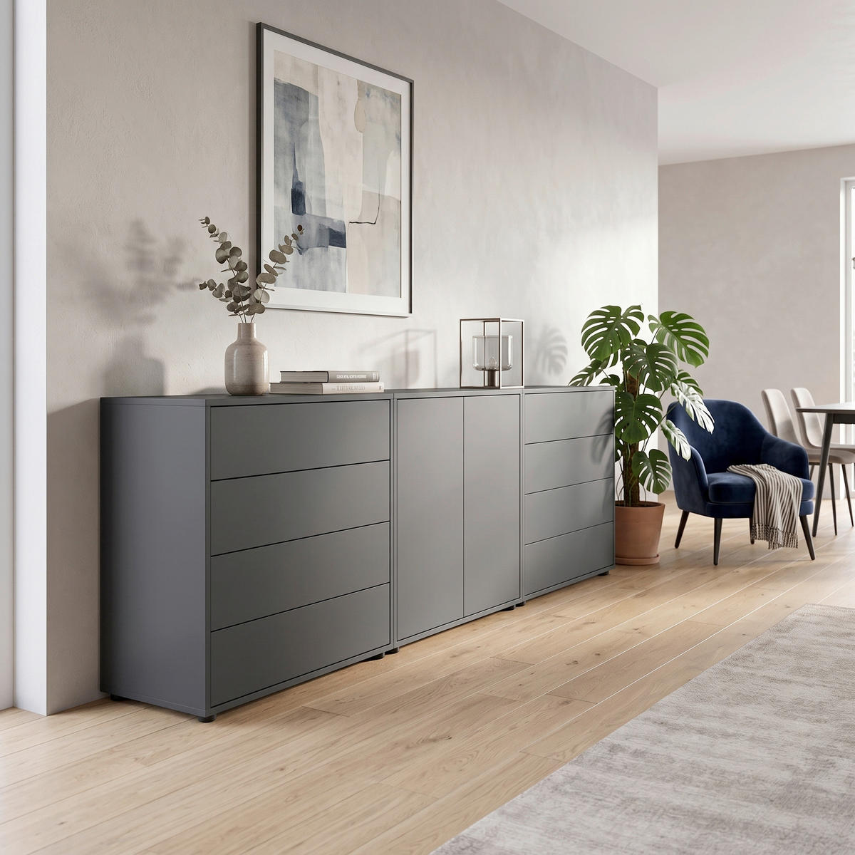 SIDEBOARD   - Anthrazit/Schwarz, MODERN, Holzwerkstoff/Kunststoff (237/73/33cm) - MID.YOU