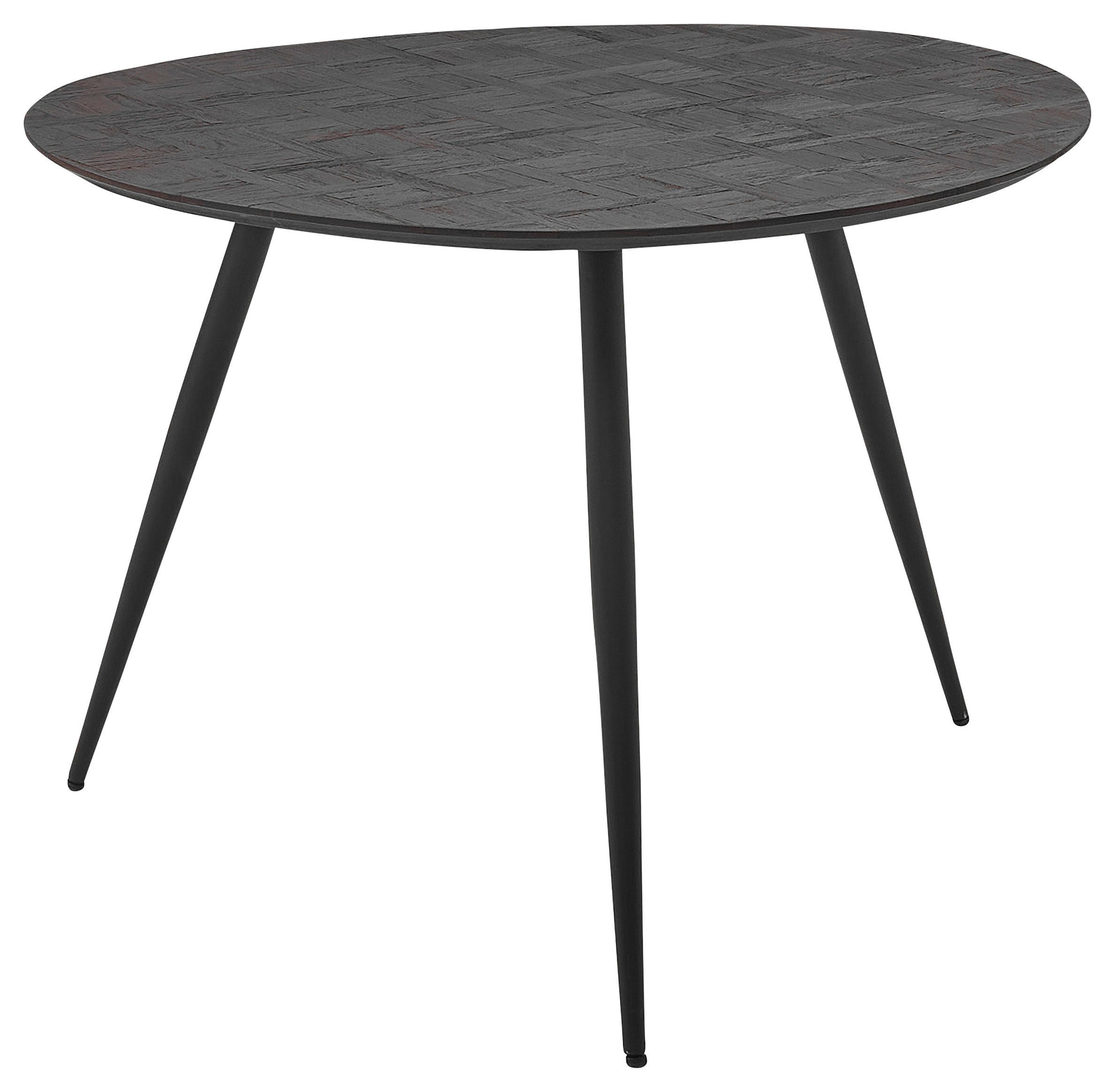 ESSTISCH Teakholz massiv Freiform Dunkelbraun  - Dunkelbraun/Schwarz, MODERN, Holz/Metall (111/76/108cm) - MID.YOU