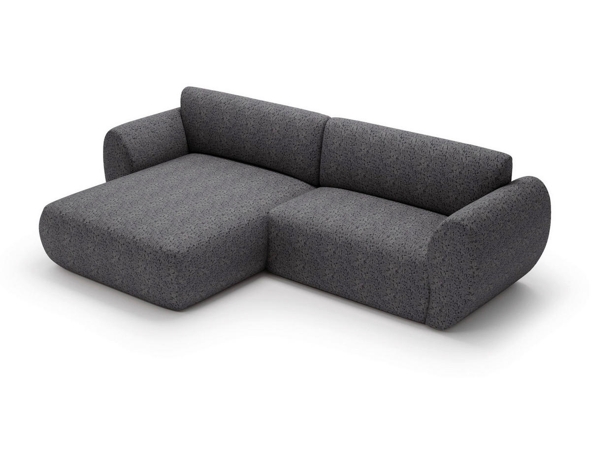 ECKSOFA SOLIS in Chenille Grau  170/288 cm  - Schwarz/Grau, Design, Kunststoff/Textil (170/288cm) - Livetastic