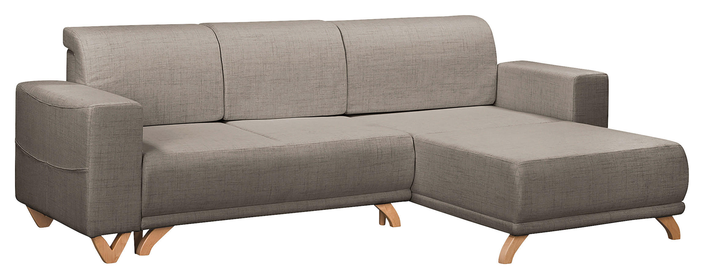 ECKSOFA Bella Graphitfarben Textilgeflecht  - Wengefarben/Graphitfarben, Design, Holz/Textil (257/174cm) - Livetastic