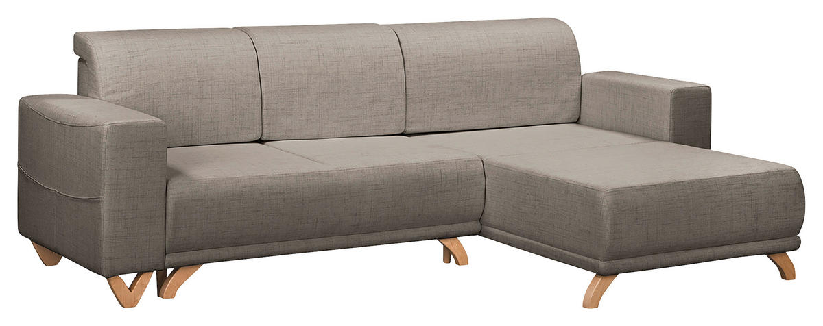 ECKSOFA Bella Graphitfarben Textilgeflecht  - Wengefarben/Graphitfarben, Design, Holz/Textil (257/174cm) - Livetastic