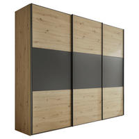 SCHWEBETÜRENSCHRANK  in Anthrazit, Eiche Artisan  - Anthrazit/Schwarz, Holzwerkstoff/Metall (280/222/68cm) - Moderano