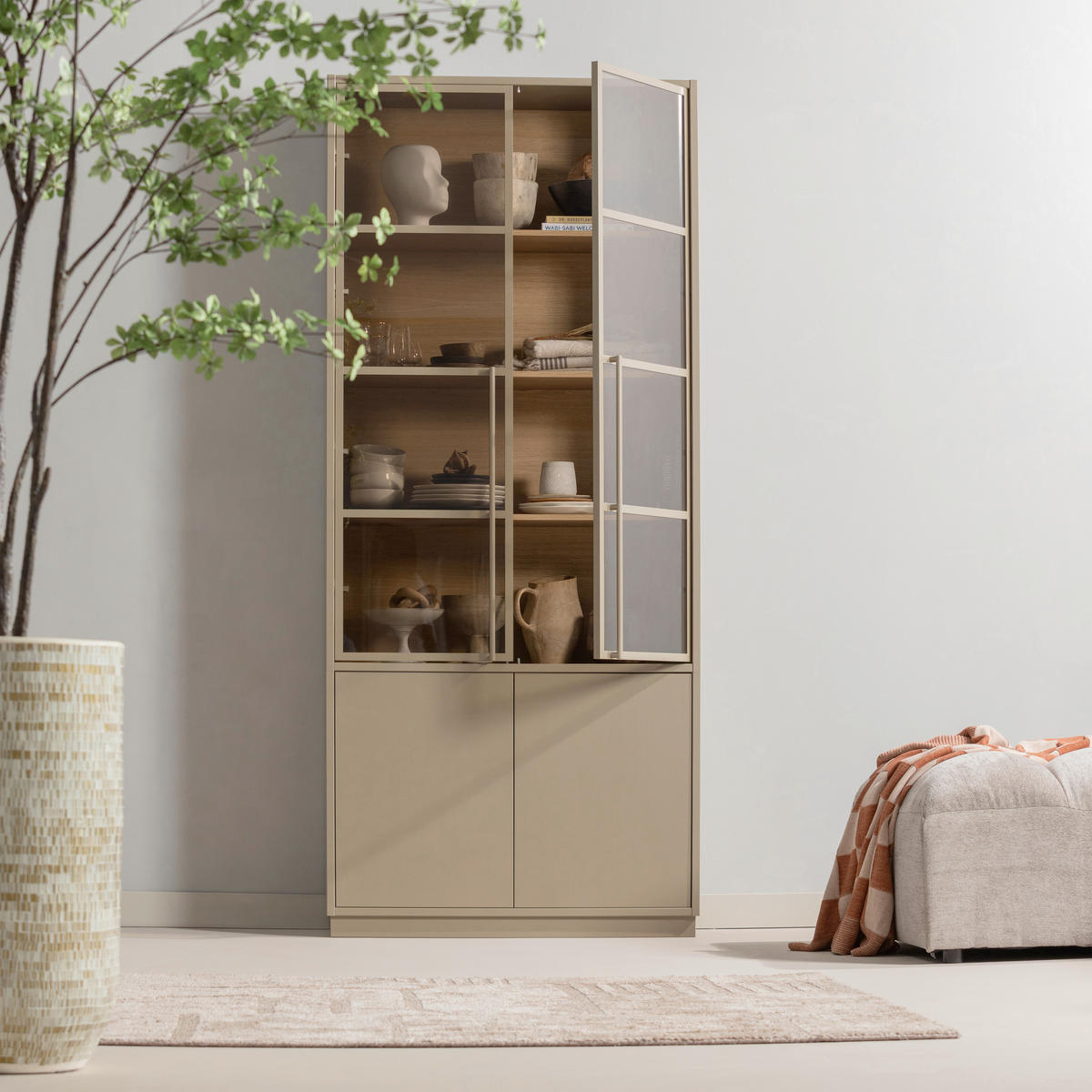 REGAL  101/236/40 cm Schlammfarben  - Schlammfarben, Design, Glas/Holz (101/236/40cm) - Livetastic