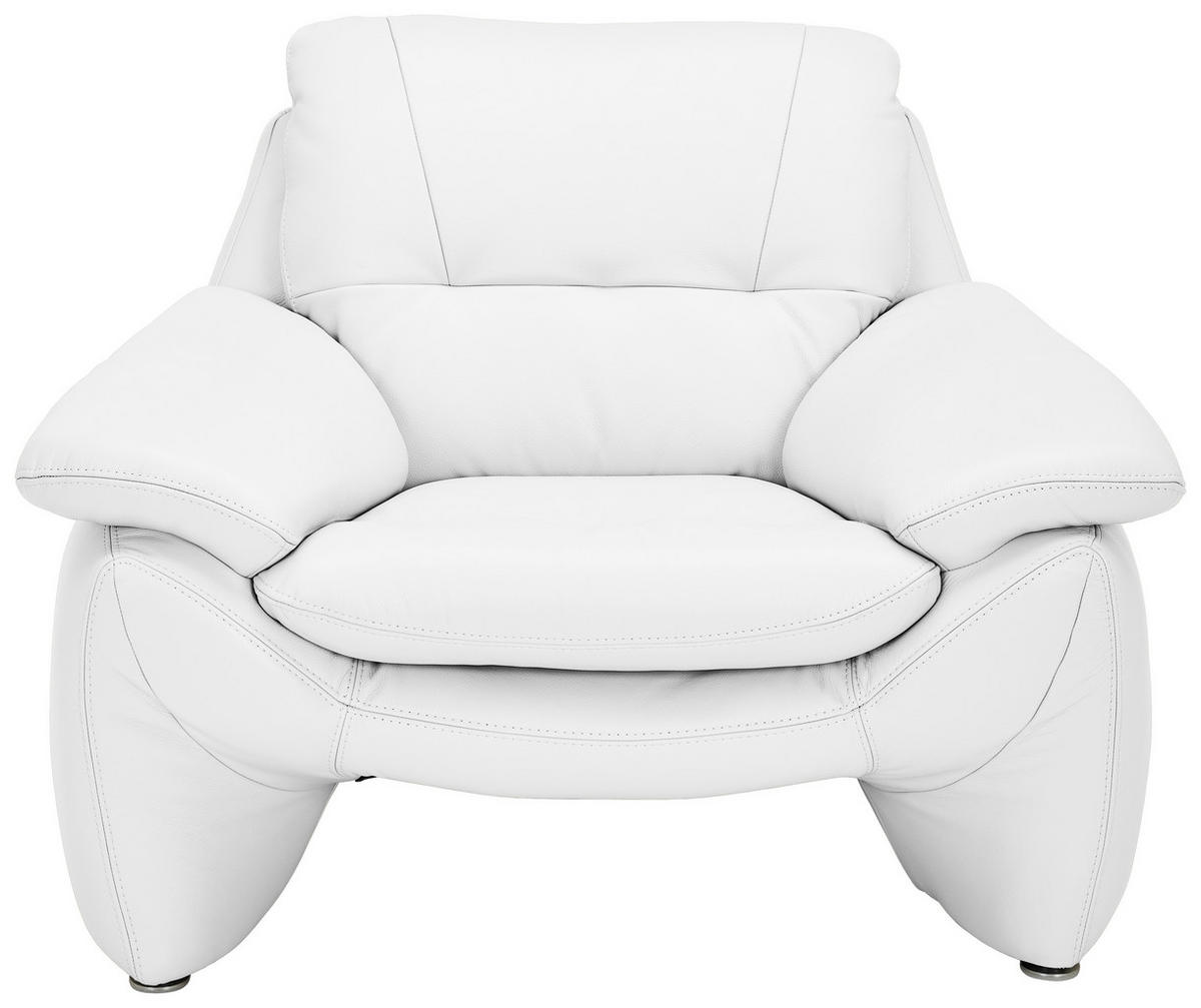 SESSEL in Echtleder Weiß  - Silberfarben/Weiß, KONVENTIONELL, Leder/Metall (110/91/86cm) - Celina Home