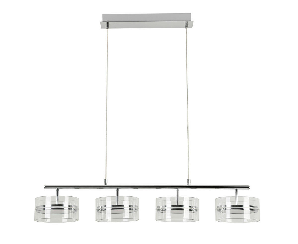 LED FÜGGŐLÁMPA 93/18/120 cm  - krómszínű, Design, műanyag/Üveg (93/18/120cm) - Ambiente