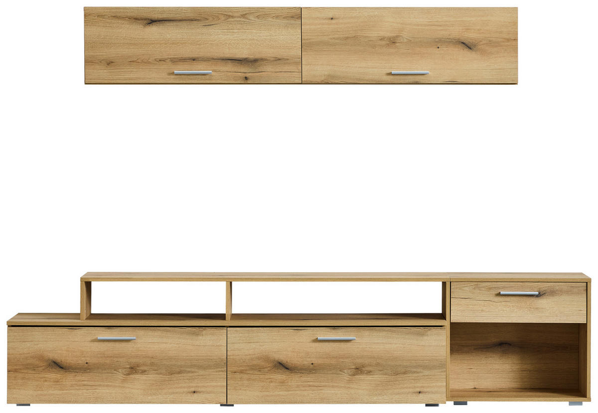 OBÝVACIA STENA, farba duba - farba duba/strieborná, Design, kompozitné drevo/plast (247/86/36cm) - MID.YOU