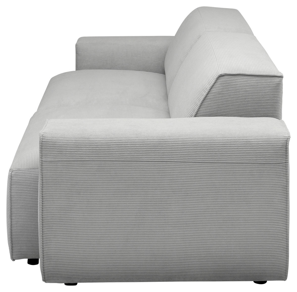 3-SITZER-SOFA in Feincord Hellgrau  - Hellgrau/Schwarz, Design, Kunststoff/Textil (236/71/101cm) - Pure Home Lifestyle