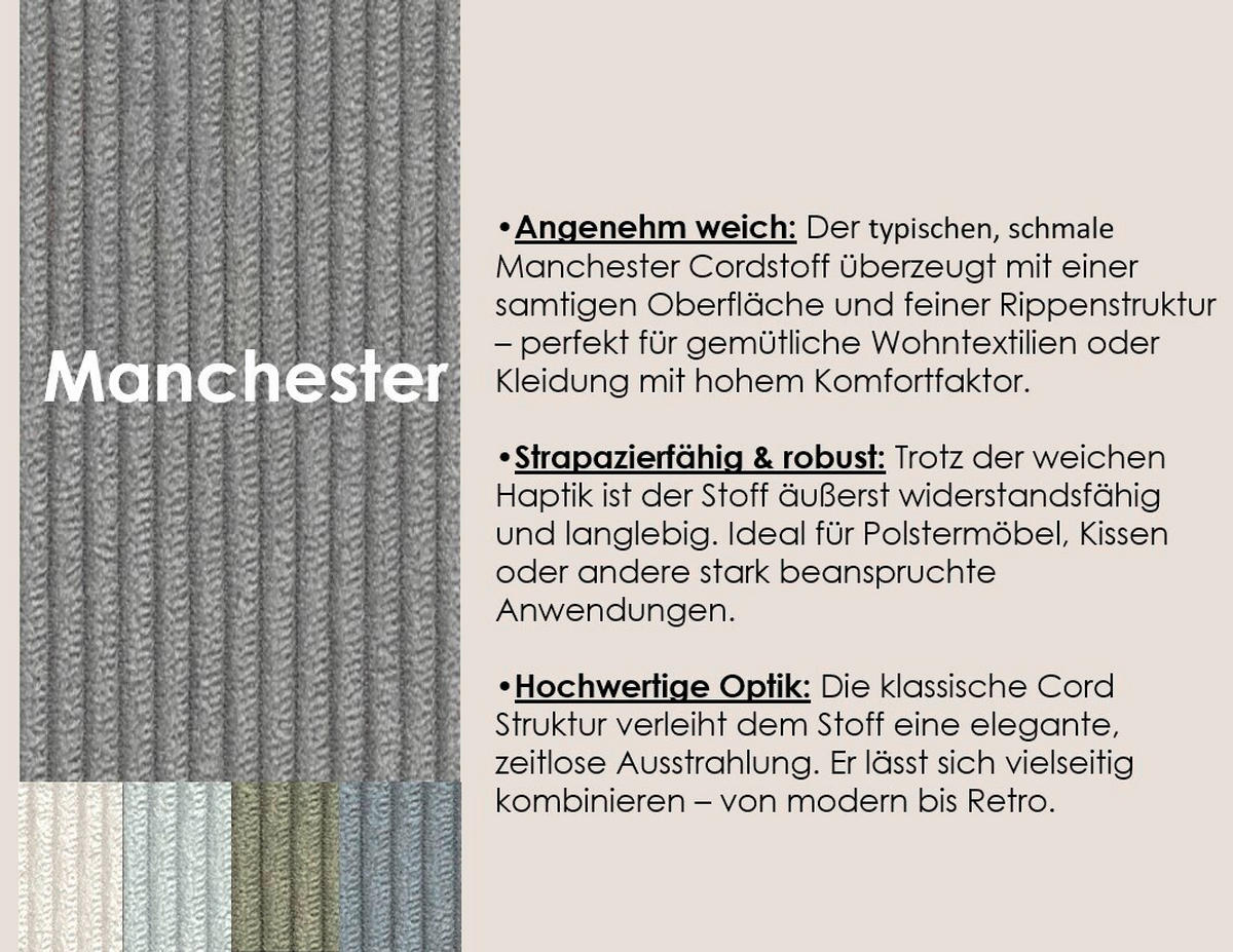 ECKSOFA  in Cord Grün  232/161 cm  - Schwarz/Grün, MODERN, Textil/Metall (232/161cm) - Trendmanufaktur