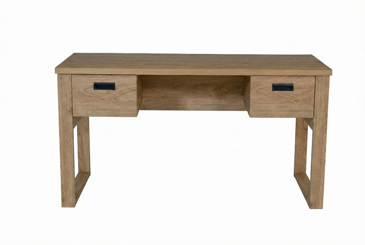 ECKSCHREIBTISCH 140/55/75 cm Eichefarben Stauraum, in verschiedenen Holz-Dekoren erhältlich  - Eichefarben/Schwarz, MODERN, Holzwerkstoff/Metall (140/55/75cm) - Livetastic