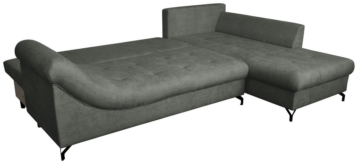 ECKSOFA Anthrazit Struktur  - Anthrazit/Schwarz, KONVENTIONELL, Textil/Metall (274/194cm) - Carryhome
